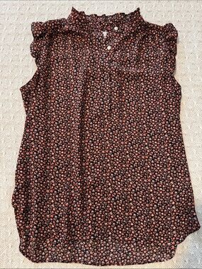 LOFT Sleeveless Ruffle Neck Blouse